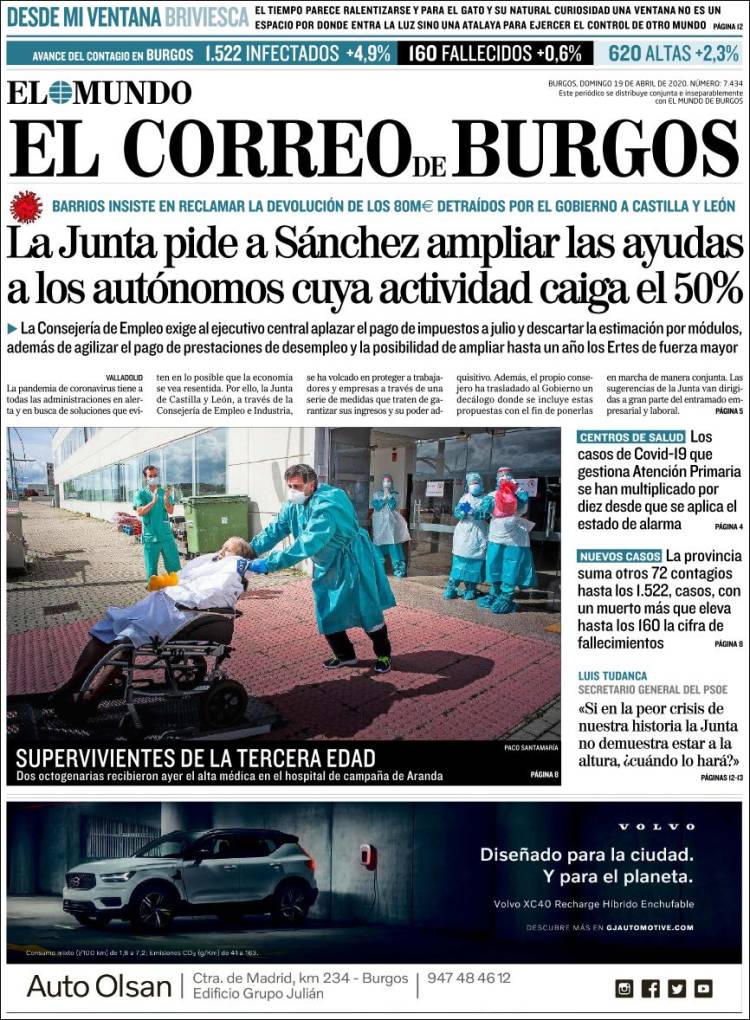 Portada de El Correo de Burgos (España)