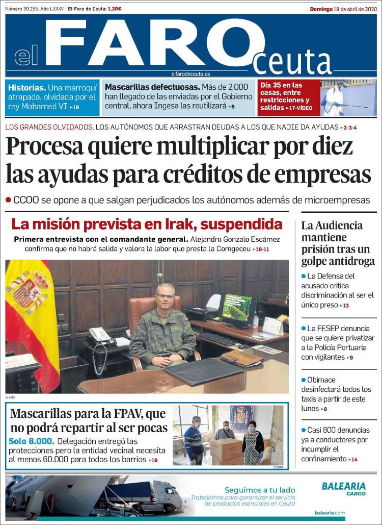 Portada de El Faro de Ceuta (España)