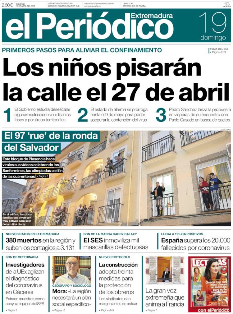 Portada de El Periódico de Extremadura (España)