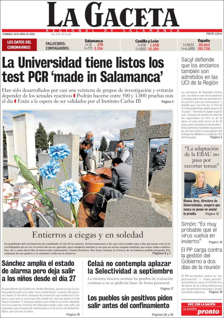 Portada de La Gaceta de Salamanca (España)