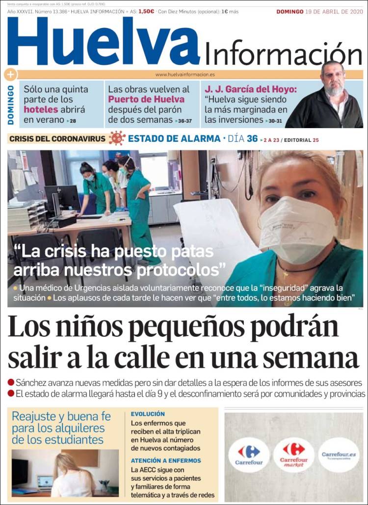 Portada de Huelva Información (España)