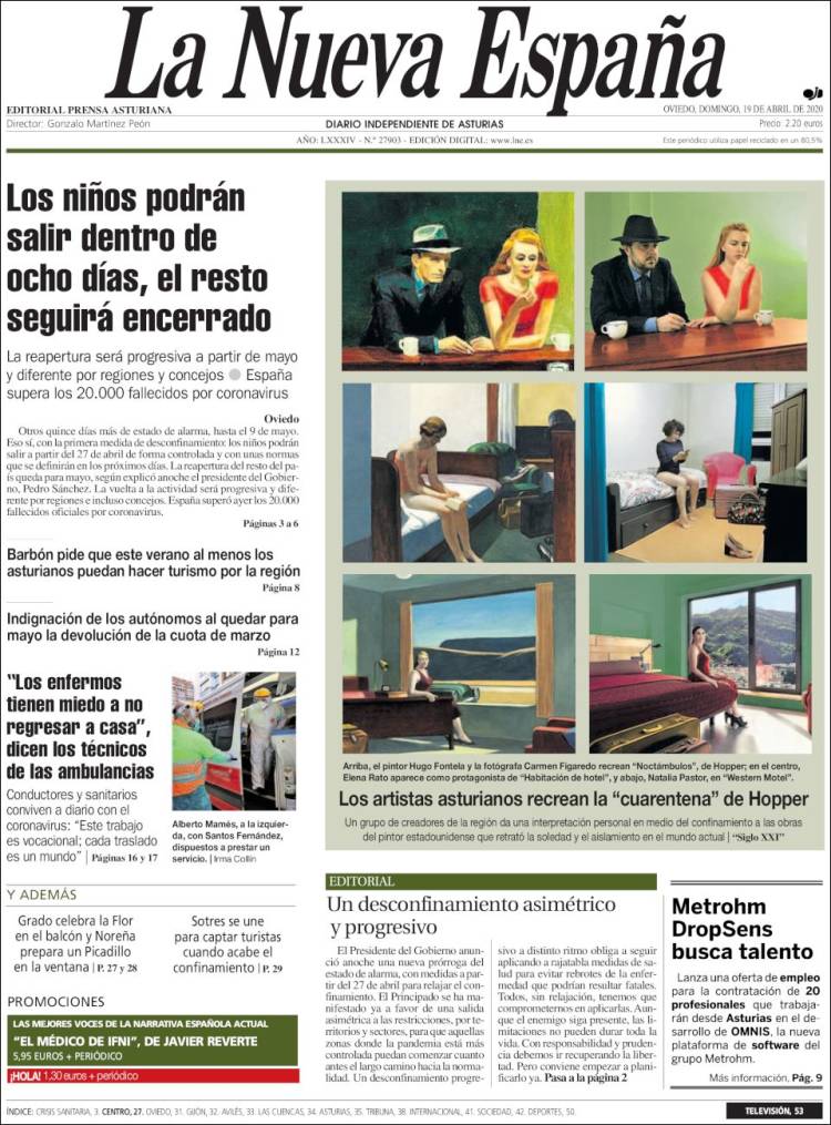 Portada de La Nueva España (España)