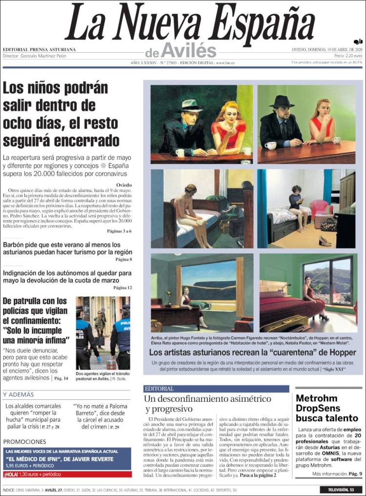 Portada de La Nueva España - Avilés (España)