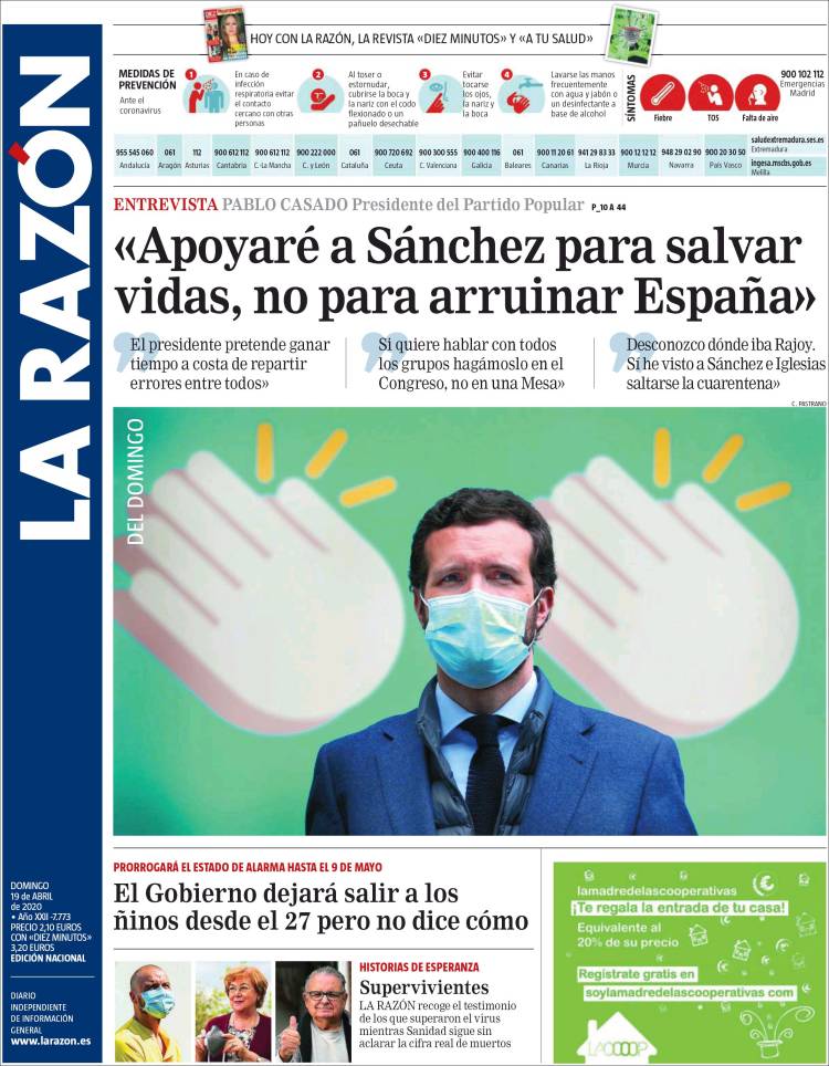 Portada de La Razón (España)