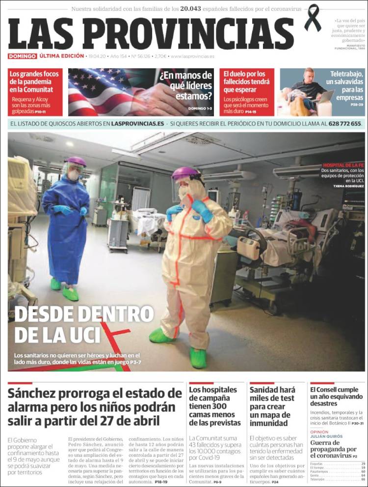 Portada de Las Provincias (España)