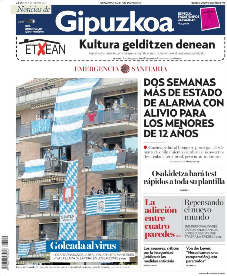 Portada de Noticias de Gipuzkoa (España)