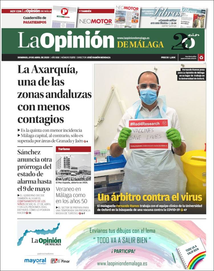 Portada de La Opinión de Málaga (España)