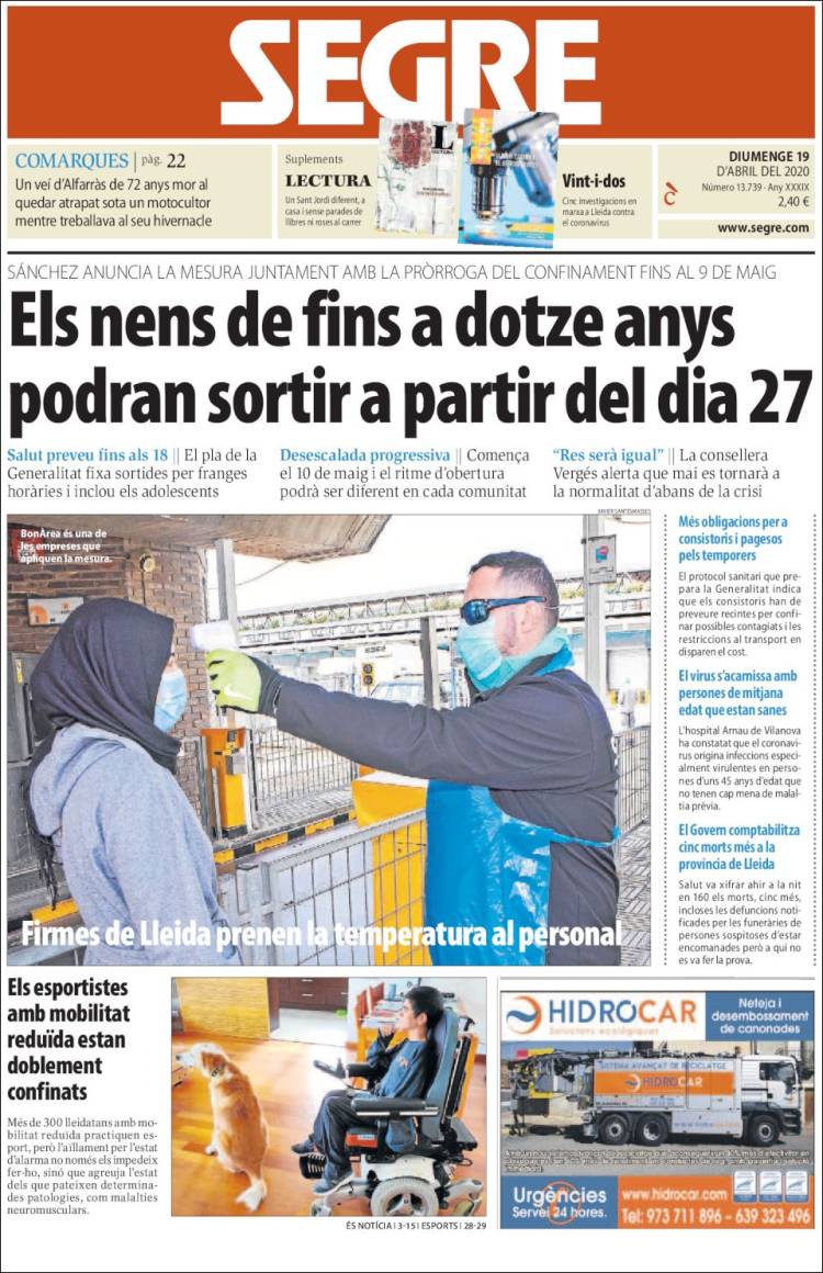 Portada de Segre (España)