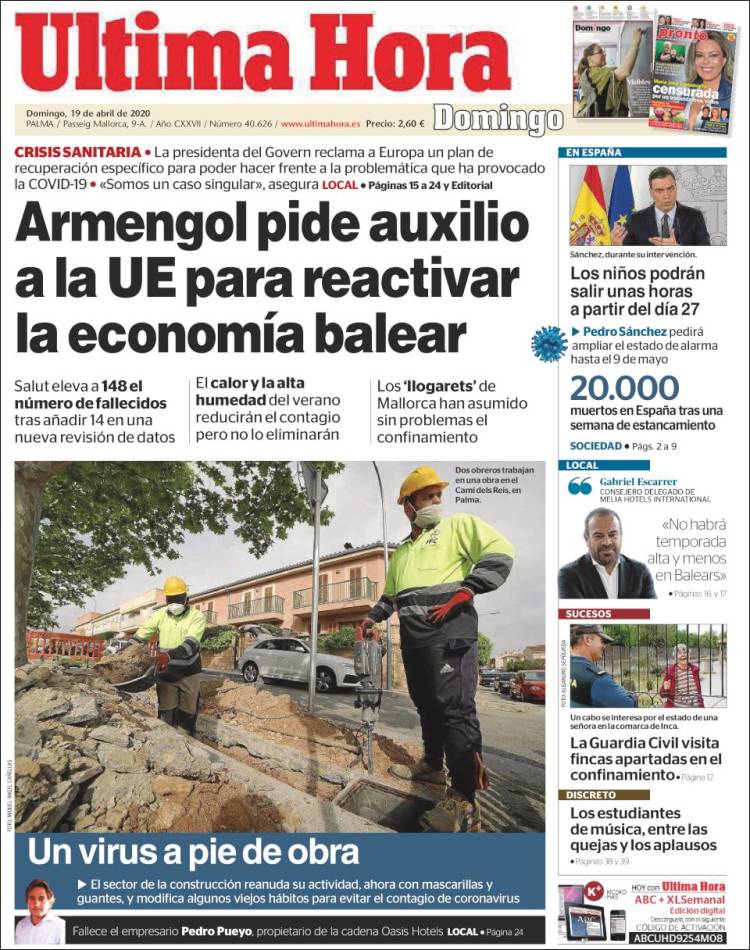 Portada de Última Hora (España)