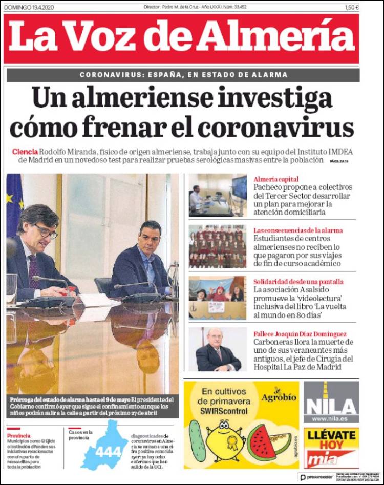 Portada de La Voz de Almería (España)
