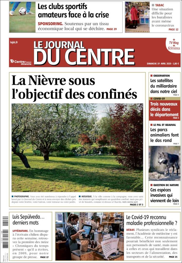 Portada de Le Journal du Centre (Francia)