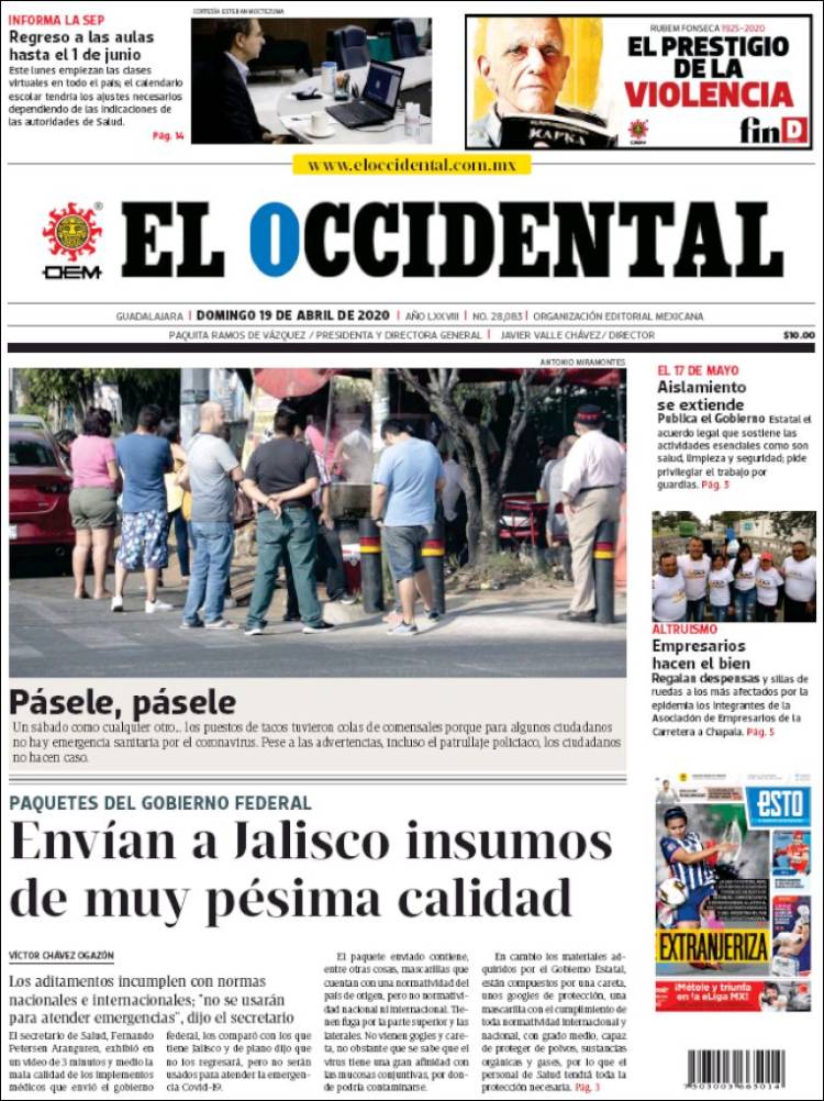 Portada de El Occidental (México)