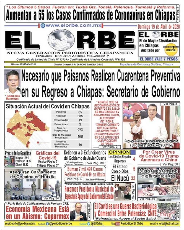 Portada de El Orbe (México)