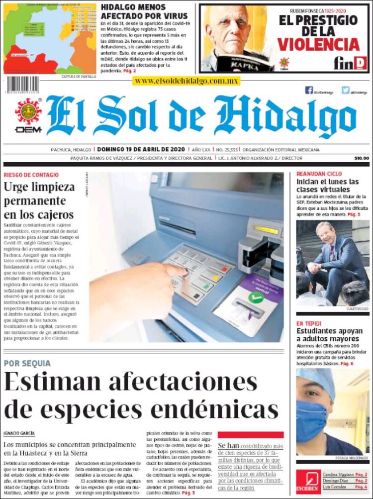 Portada de El Sol de Hidalgo (México)