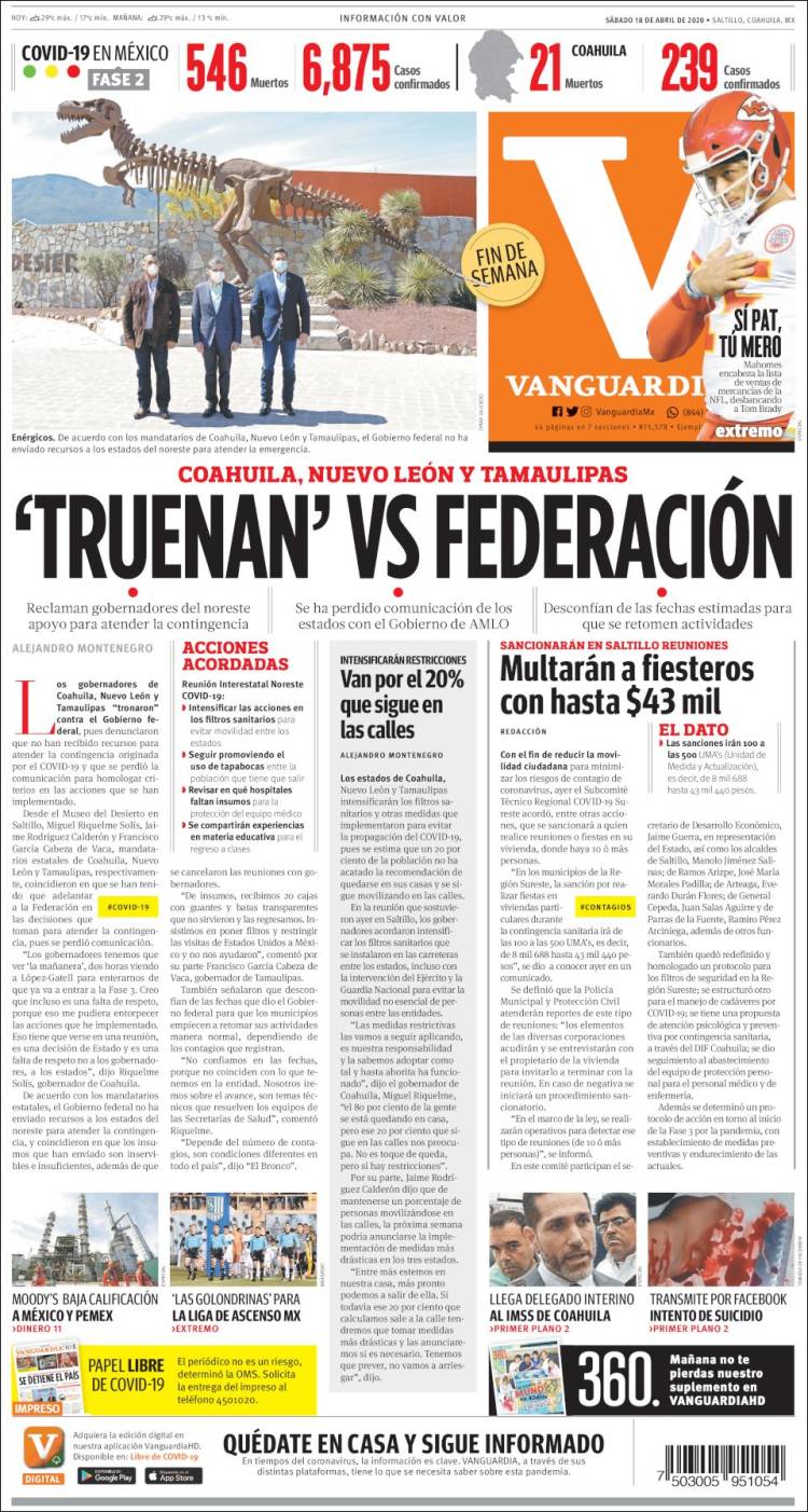 Portada de Vanguardia (México)