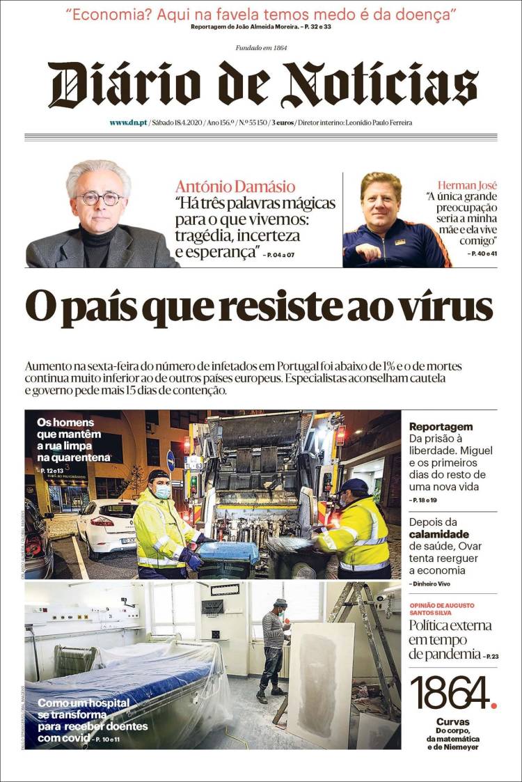 Portada de Diário de Noticias (Portugal)