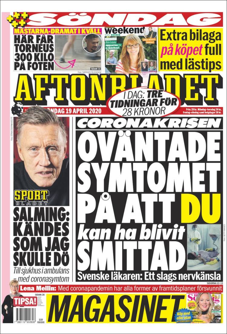 Portada de Aftonbladet (Suecia)