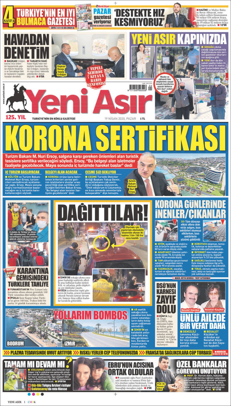 Portada de Yeni Asır (Turqu&iacute;a)
