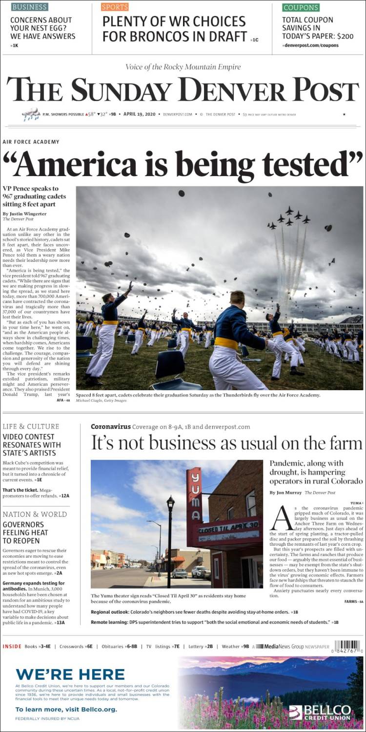 Portada de The Denver Post (USA)