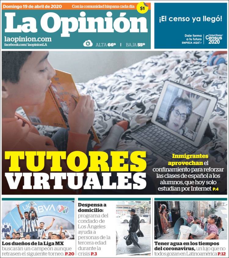 Portada de La Opinión (USA)