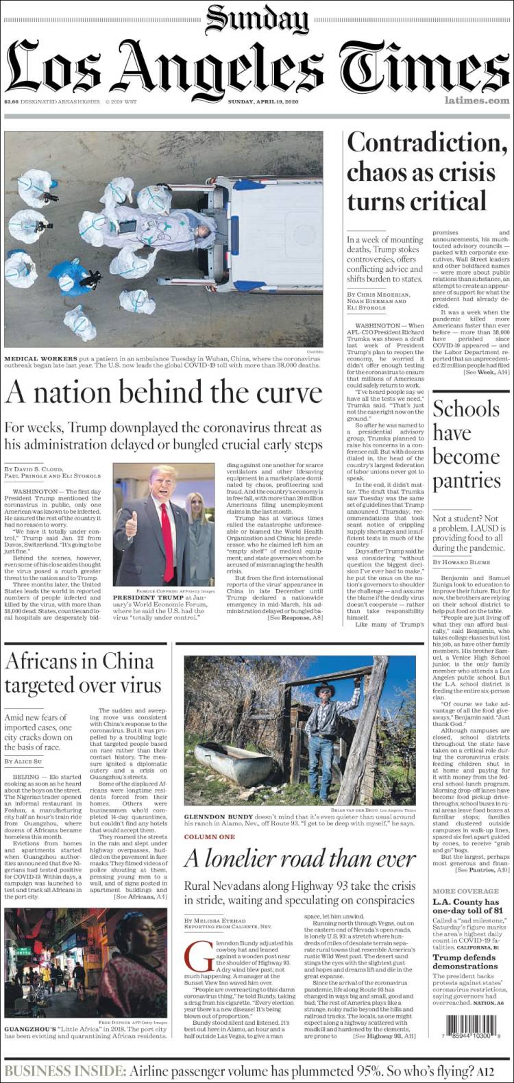 Portada de Los Angeles Times (USA)