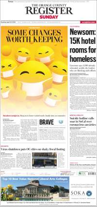 Portada de The Orange County Register (USA)