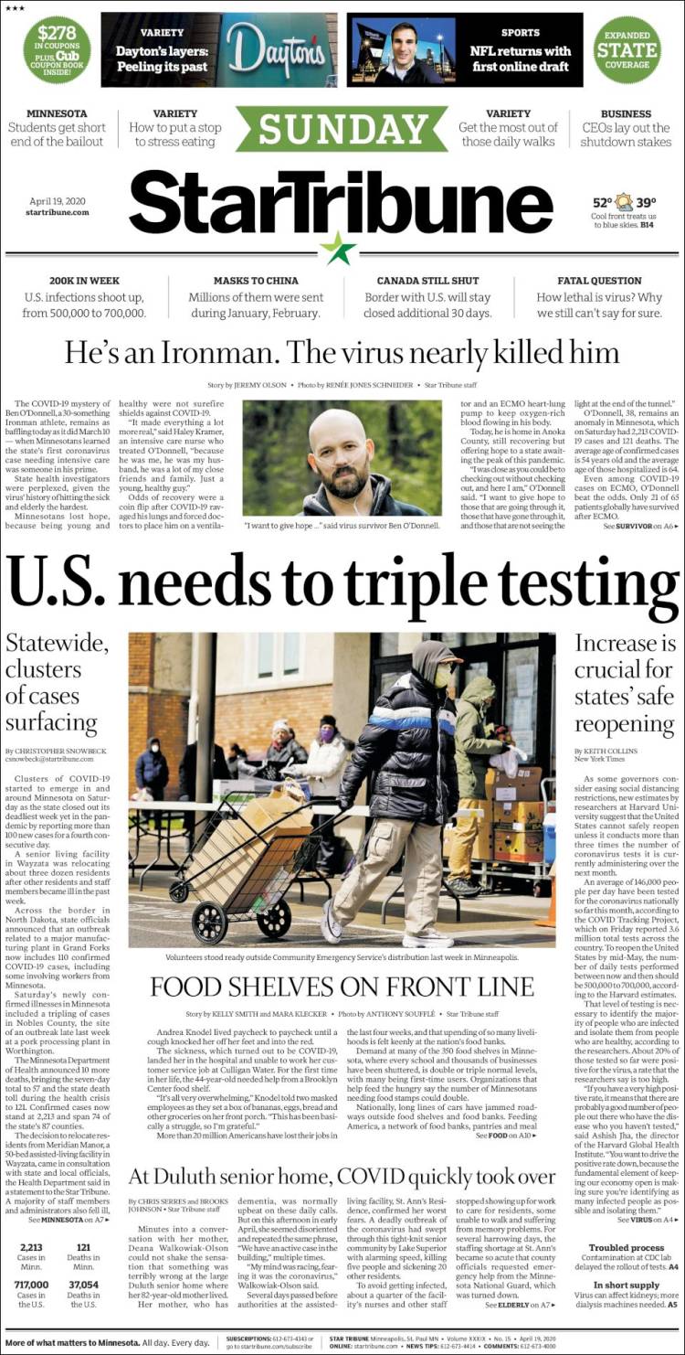 Portada de Star Tribune (USA)