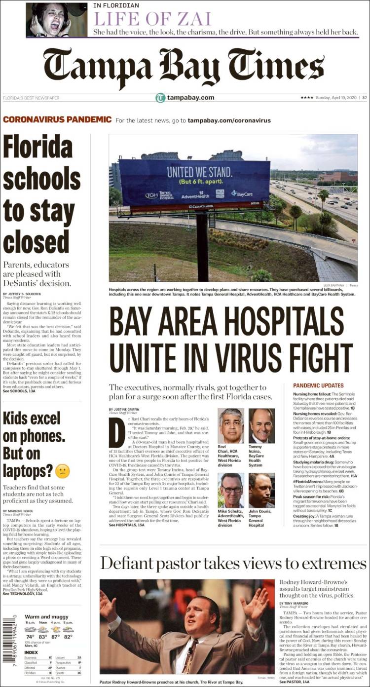 Portada de Tampa Bay Times (USA)