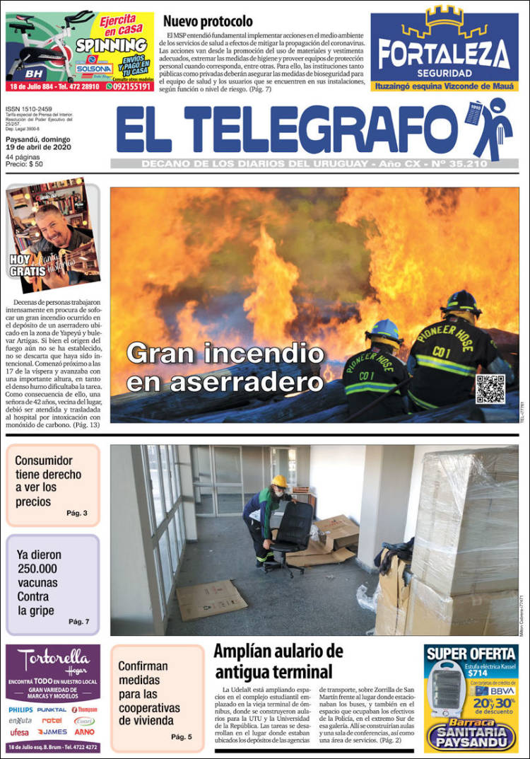 Portada de El Telégrafo (Uruguay)