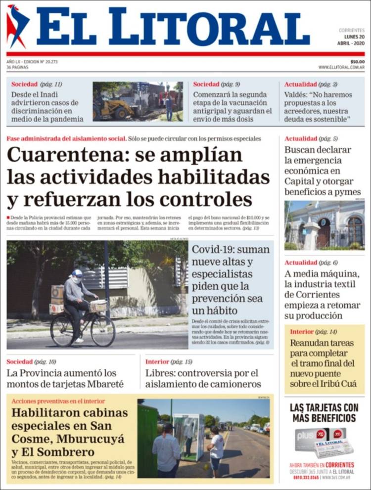 Portada de El Litoral Corrientes (Argentina)