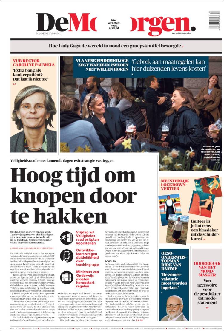 Portada de De Morgen (B&eacute;lgica)
