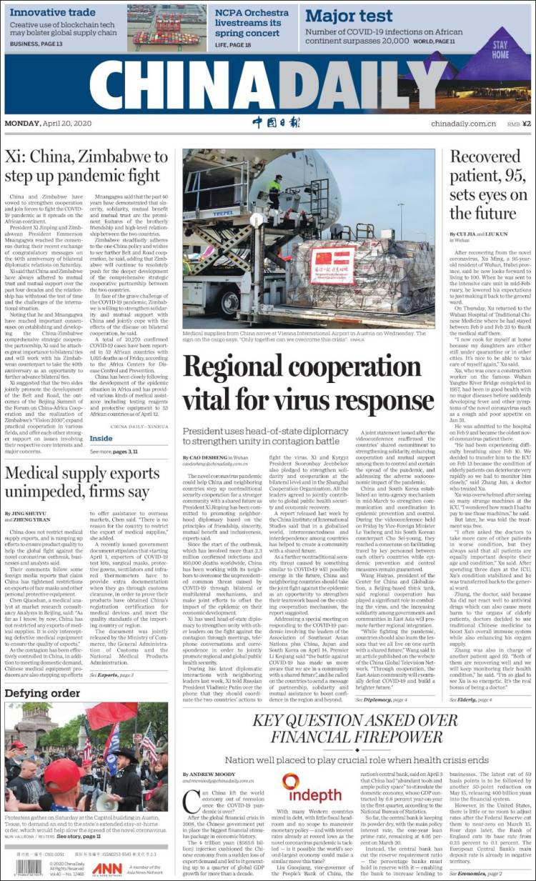Portada de China Daily (China)