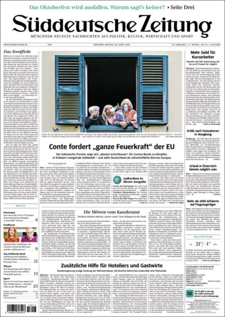 Portada de Sueddeutsche (Alemania)