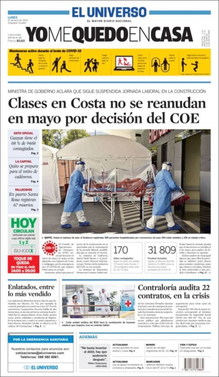 Portada de El Universo - Ecuador (Ecuador)