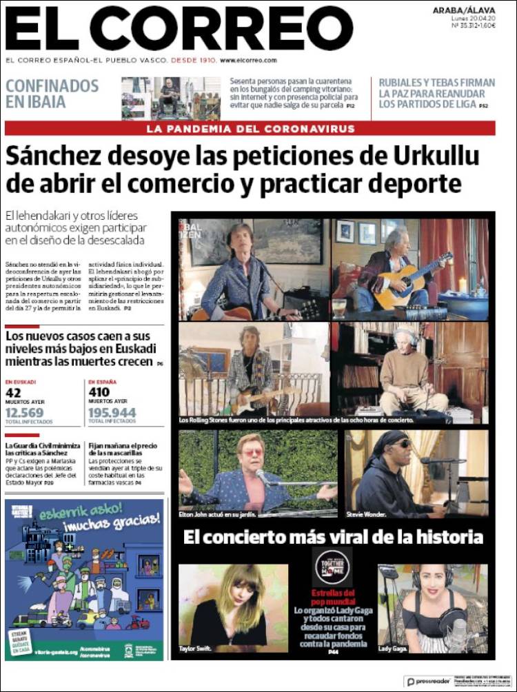 Portada de El Correo - Álava (España)