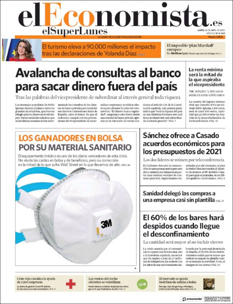 Portada de El Economista (Espa&ntilde;a)