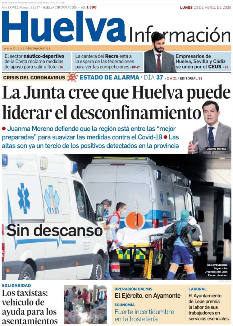 Portada de Huelva Información (España)