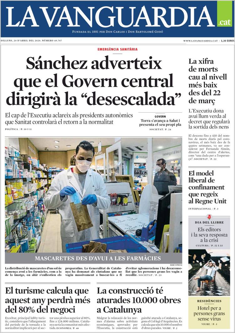 Portada de La Vanguardia (España)