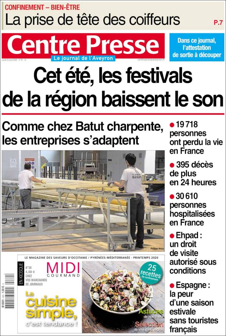 Portada de Centre Presse (France)