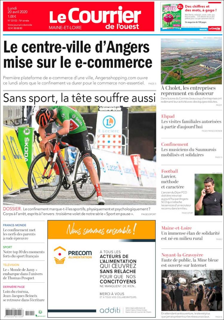 Portada de Le Courrier de l'Ouest (France)