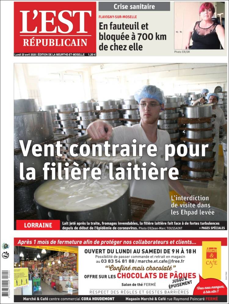 Portada de L'Est Republicain (Francia)