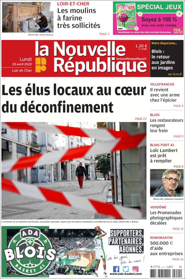 Portada de La Nouvelle Republique (Francia)