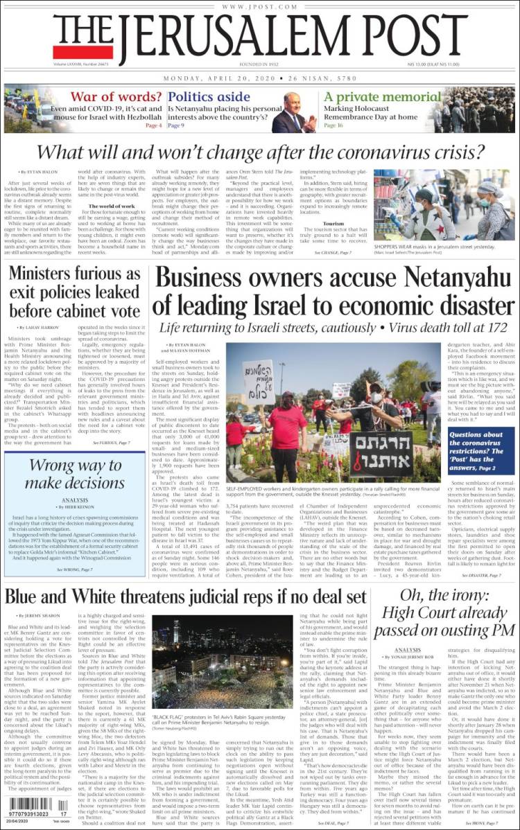 Portada de The Jerusalem Post (Israel)