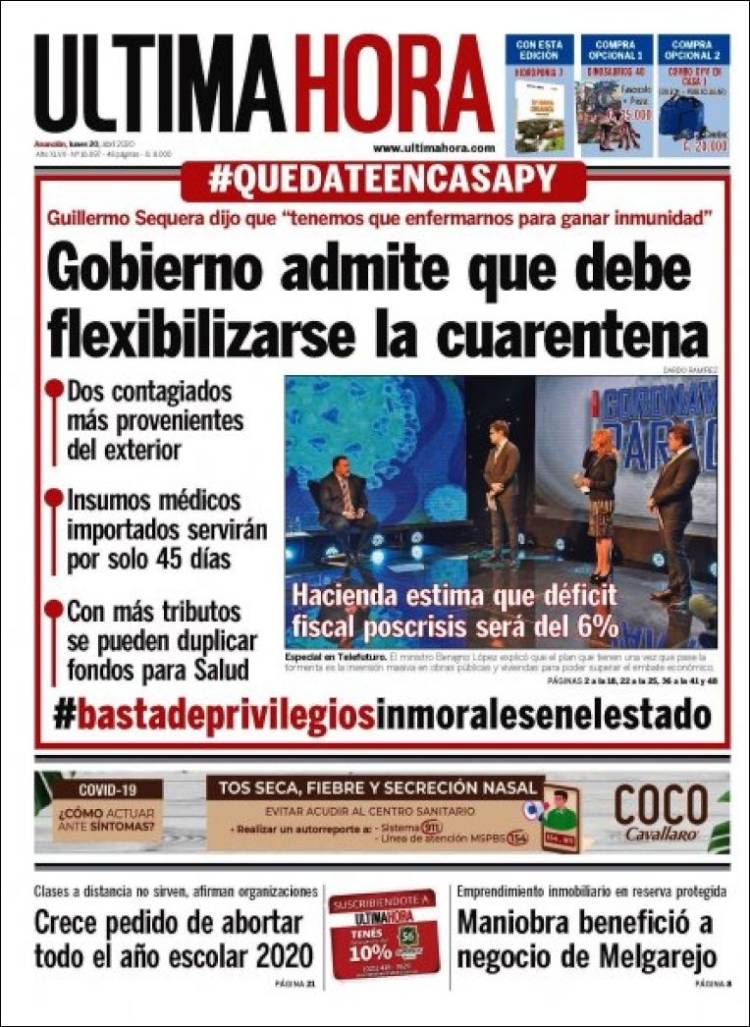 Portada de Última Hora (Paraguay)