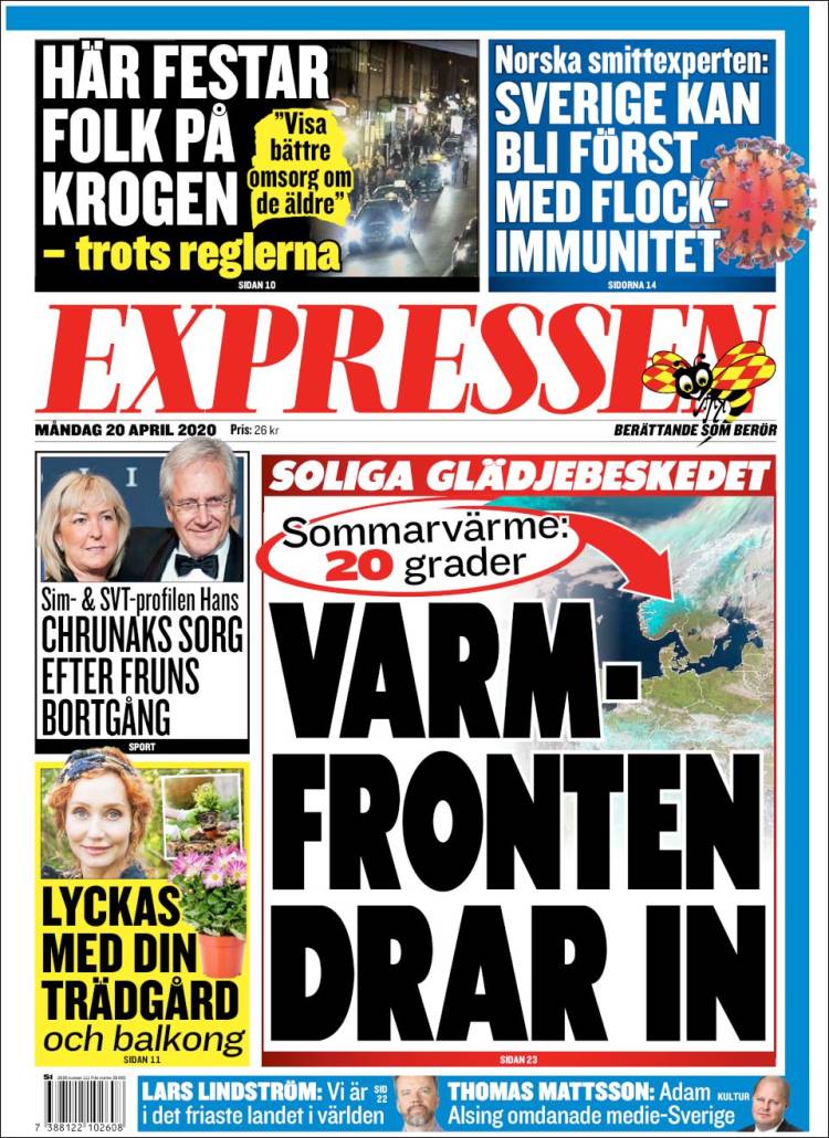 Portada de Expressen (Suecia)