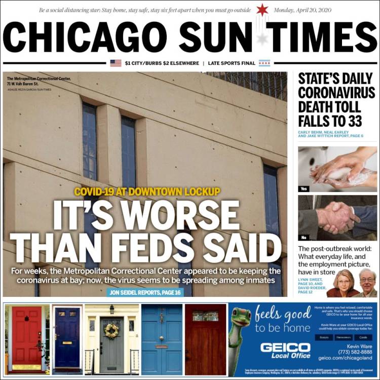 Portada de Chicago Sun-Times (USA)