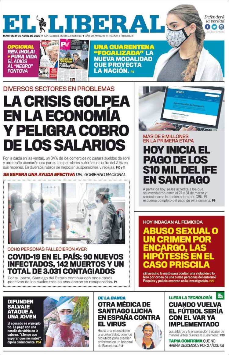 Portada de Diario El Liberal (Argentina)