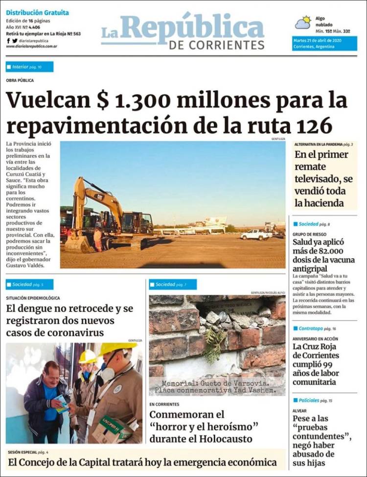 Portada de La República de Corrientes (Argentina)