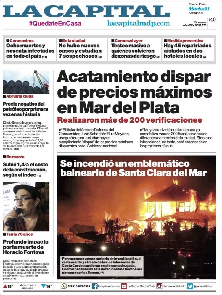 Portada de Diario La Capital - Mar del Plata (Argentina)