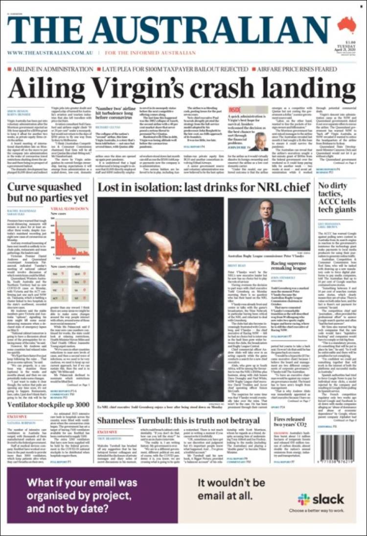 Portada de The Australian (Australia)